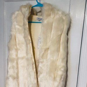 Womens Long Faux Fur Hoodie Vest